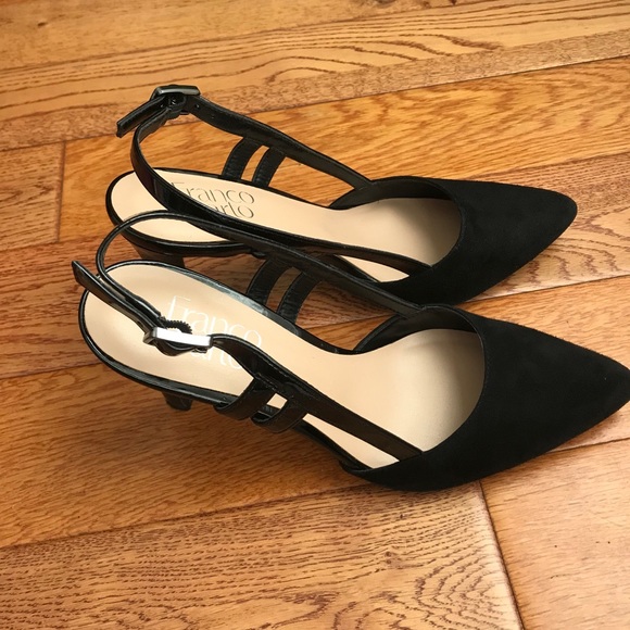 🎉 HP Franco Sarto Amelie Black Suede Heels 6.5 - Picture 3 of 6